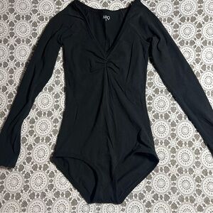 ARQ Black V-Neck Bodysuit